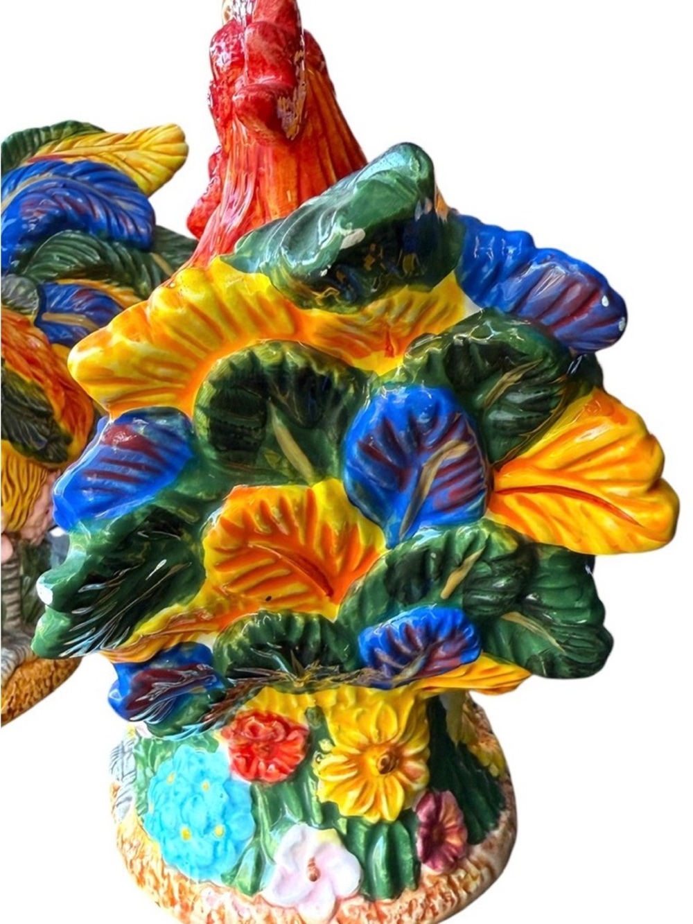 Floral Rooster Cookie Jars 1 of 2 Each is $31 Bundle for great savings!! - Picture 2 of 2